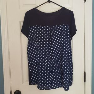 Papermoon (Stitch Fix) Navy Blue & Polka Dot Top